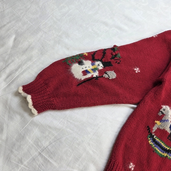 VTG BellePointe Christmas Cardigan Red Knit Holiday Sweater Made in Hong Kong M - Picture 10 of 16